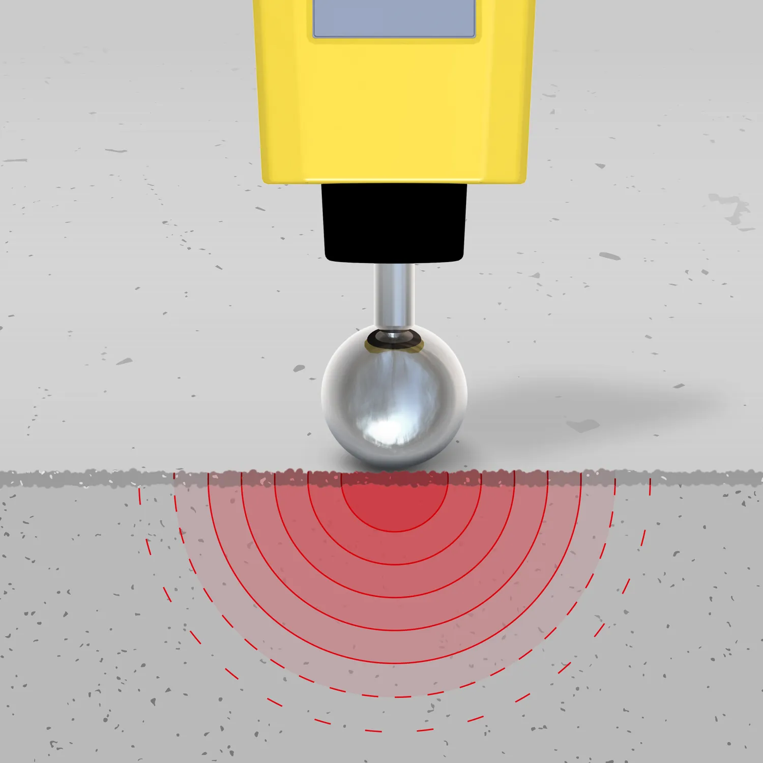 Der Kopf des Feuchtemessers mit grafischen Wellenradius