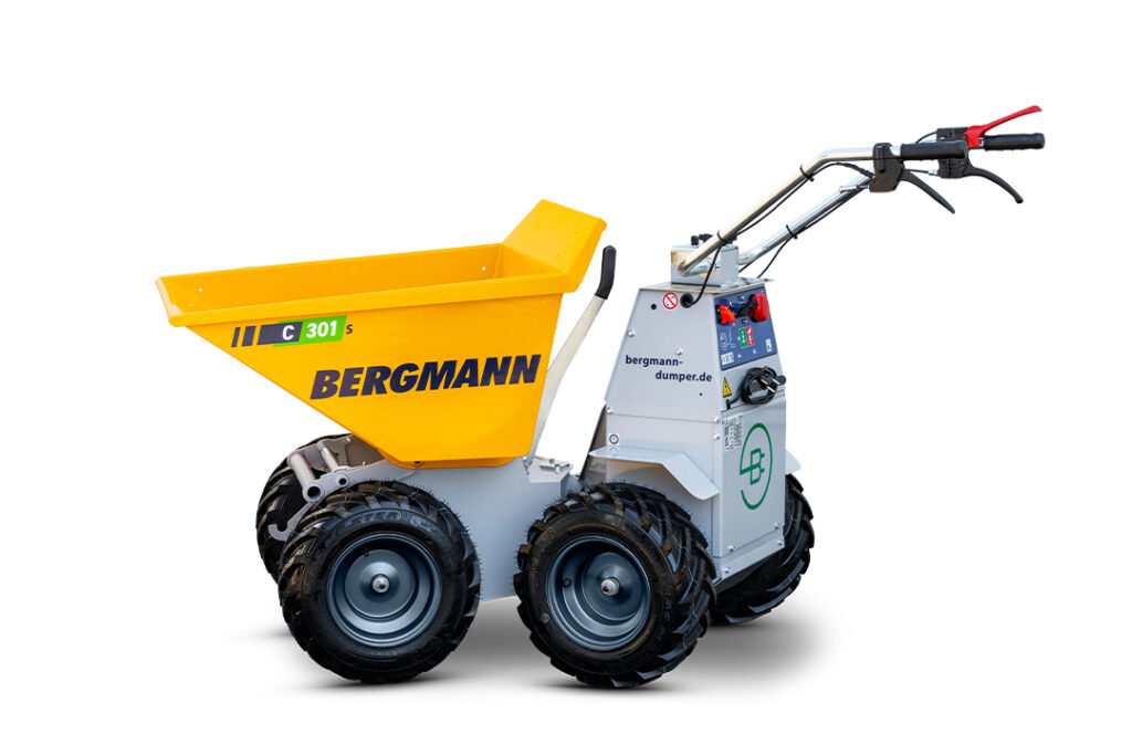 Der Minidumper eingeknickt und freigestellt